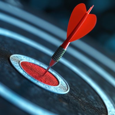 rendering 3d de la fleche frappant la cible rendering 3d de la fleche frappant la cible